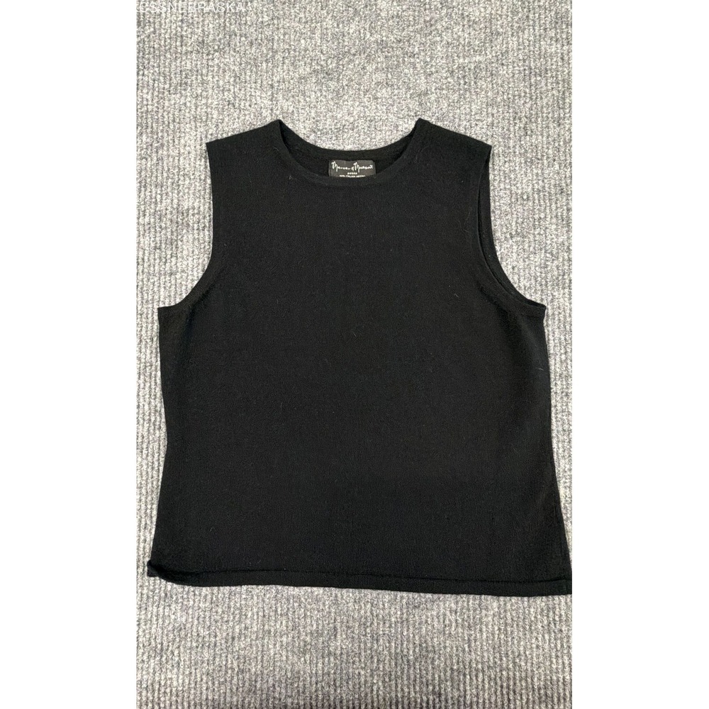 Mercer & Madison Women's Black 100% Italian Merino Wool Knit Shell Top Sz PL